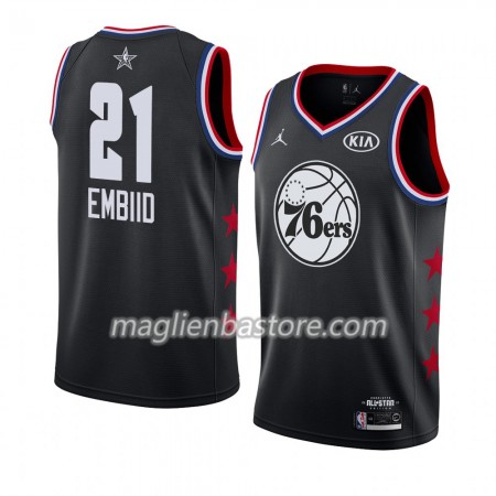 Maglia Philadelphia 76ers Joel Embiid 21 2019 All-Star Jordan Brand Nero Swingman - Uomo